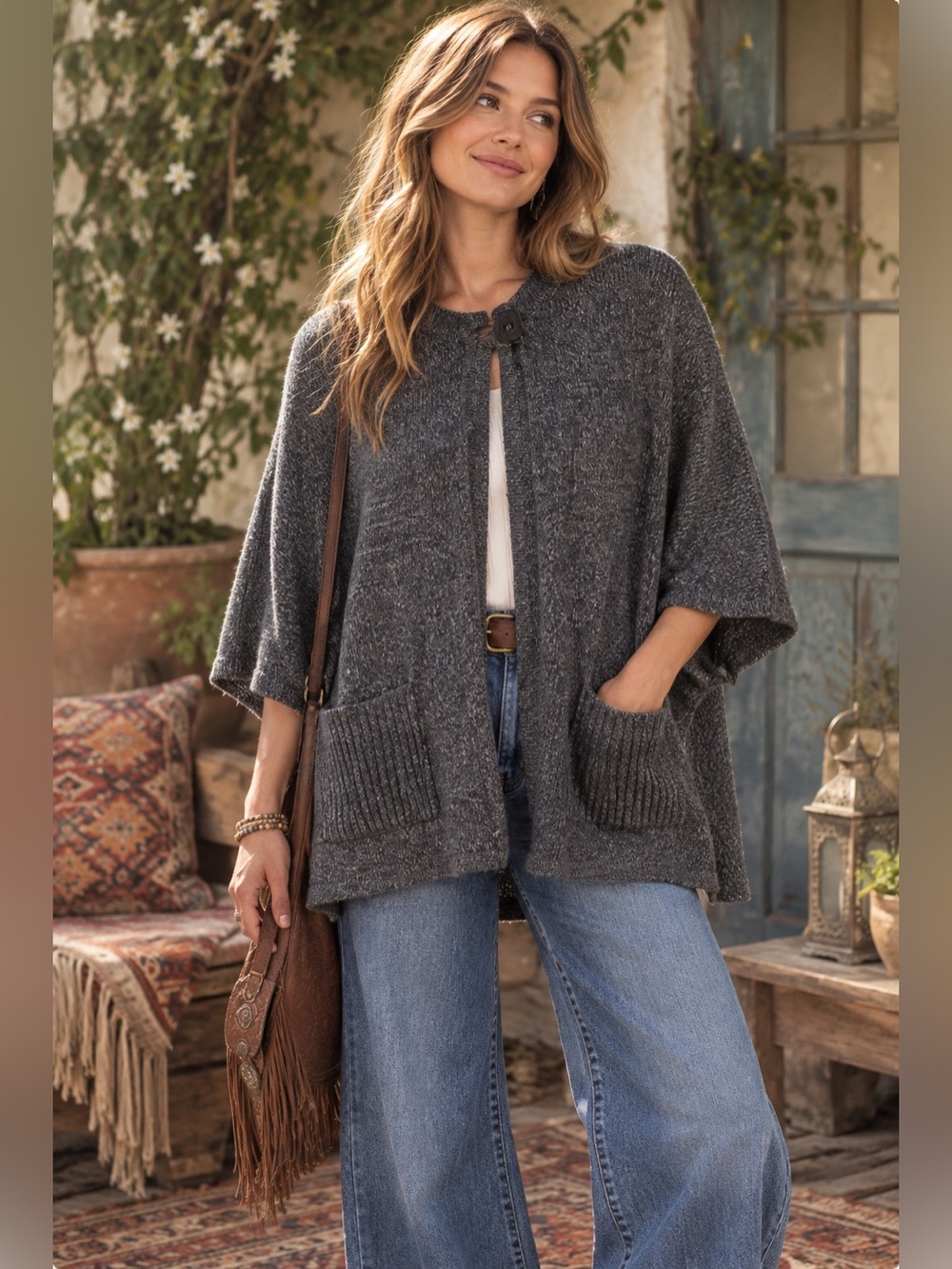 Coldwater Creek Charcoal Gray Knit Cardigan Sweater – Women’s Large Cottagecore